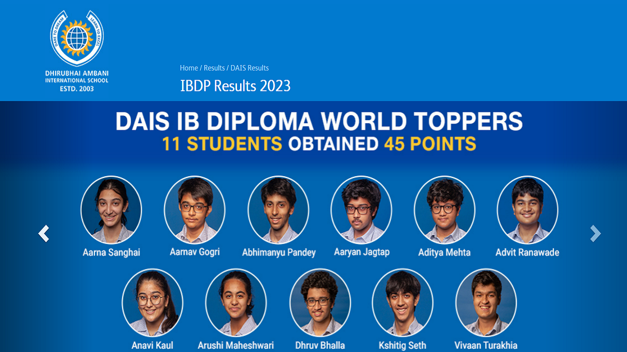 Dhirubhai Ambani International School Becomes Best IB School In the World with 11 Toppers in IBDP 2023