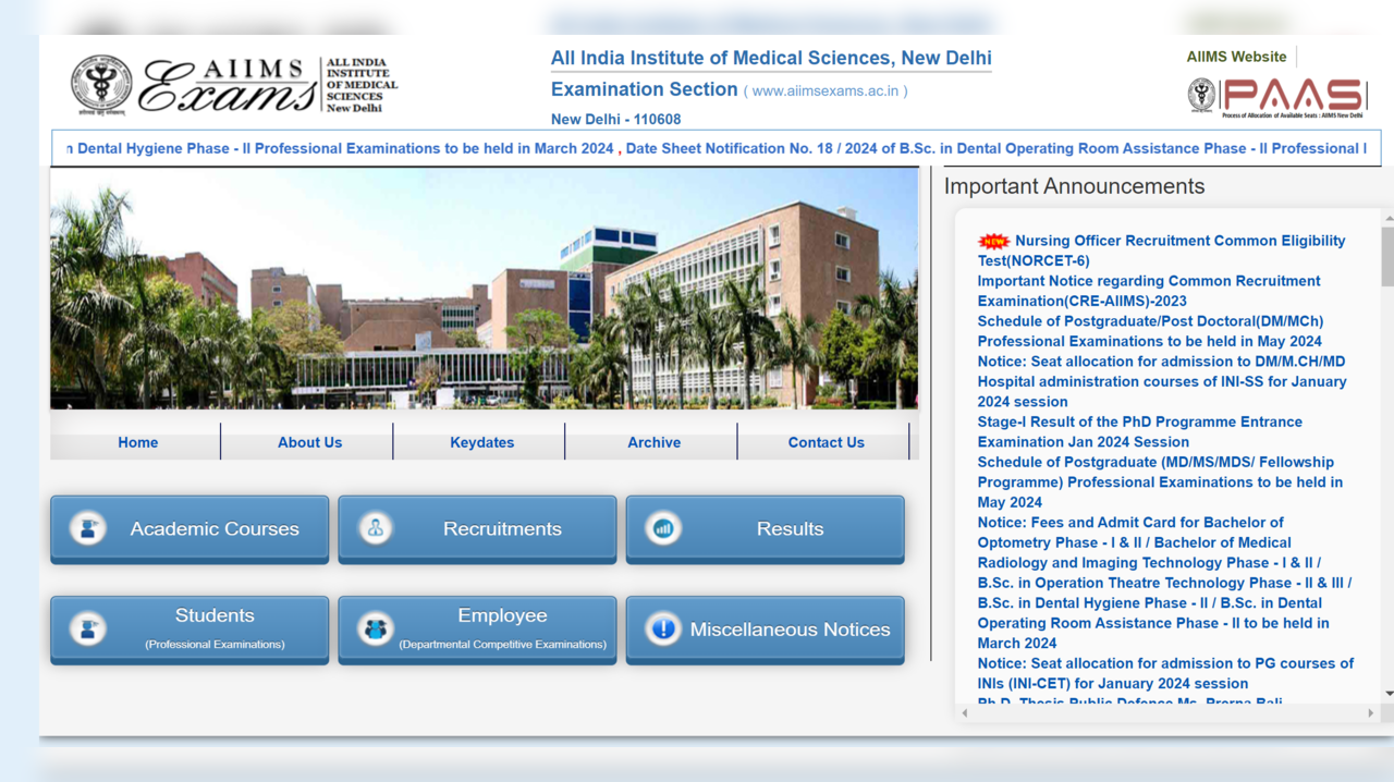 AIIMS NORCET 2024 registration Begins at aiimsexams.ac.in