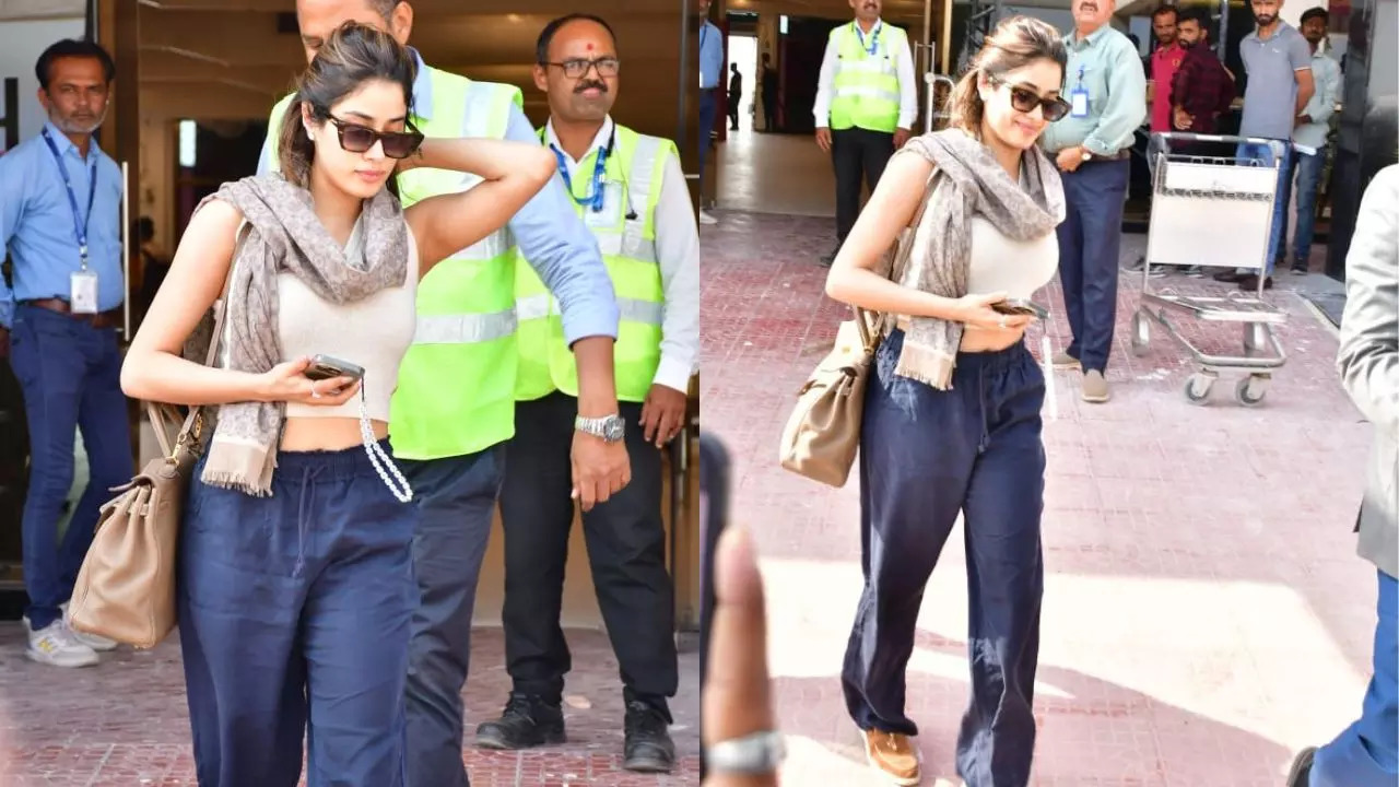 Janhvi Kapoor Arrives In Chic Airport Look For Anant Ambani and Radhika Merchant's Pre-Wedding Festivities