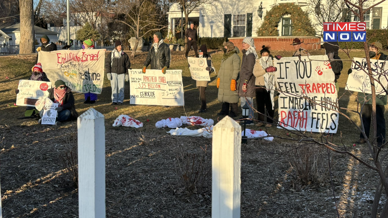 Protest Outside Minnesota Governor Tim Walz's Home Over Israel's 'Genocide' of Palestinians | VIDEO