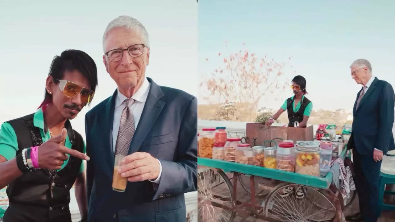 Bill Gates pictured with Dolly Chaiwala during his India trip. | Courtesy: @thisisbillgates/Instagram