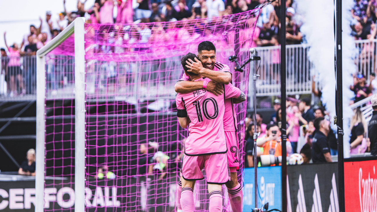 Luis Suarez and Lionel Messi during the 5-0 win over Orlando City