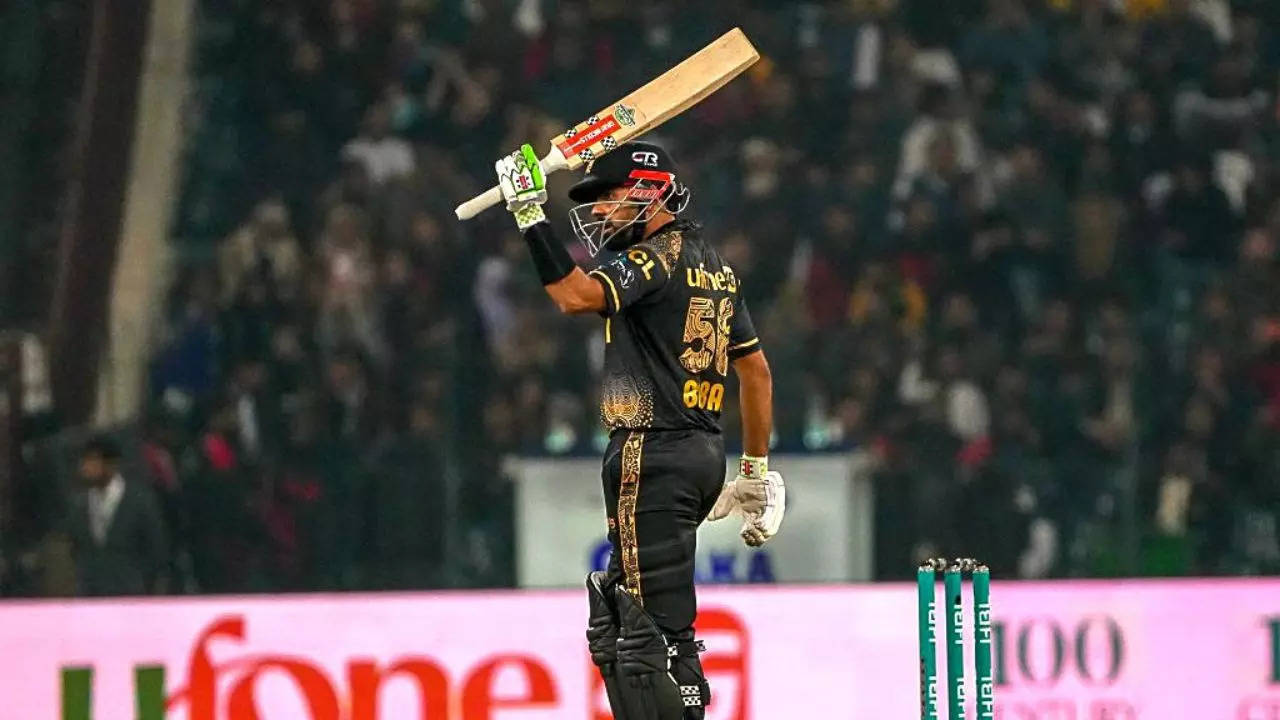 Babar Azam, Peshawar Zalmi batter, during the Pakistan Super League (PSL) 2024.