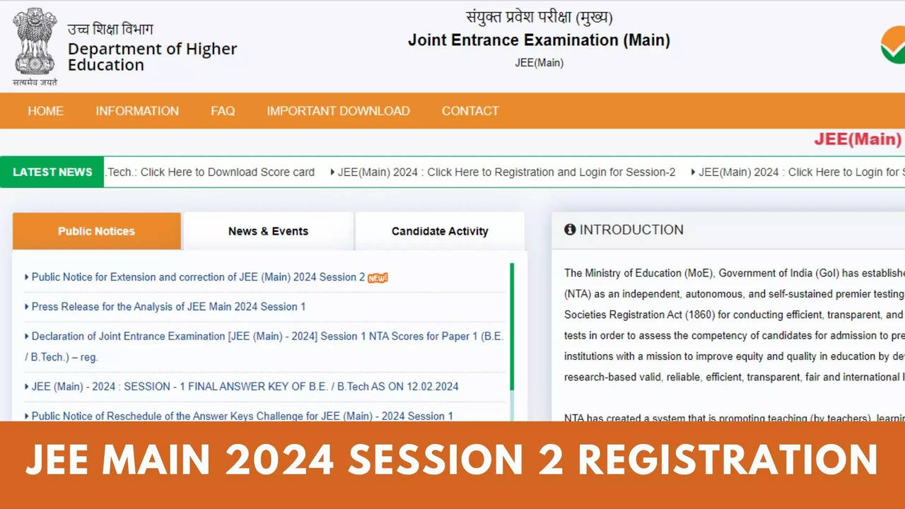 JEE Main 2024 Session 2 Registration Ends Today on jeemain.nta.ac.in, Direct Link