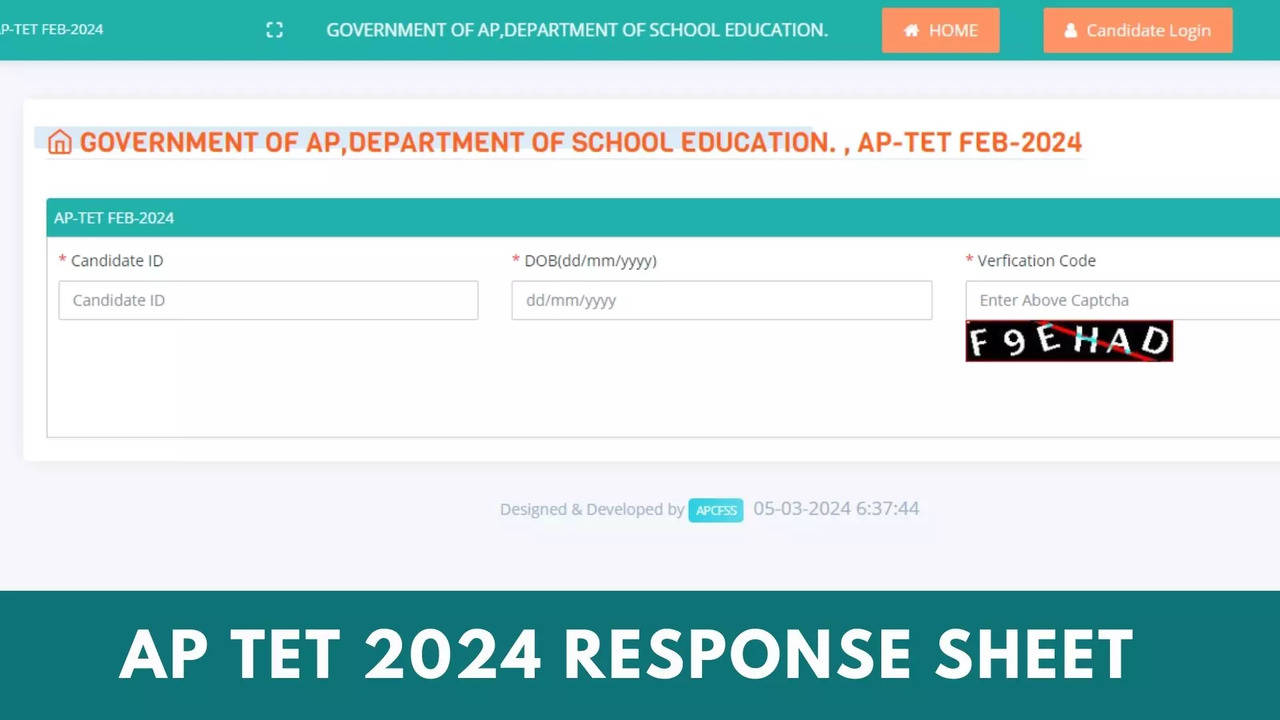 AP TET Response Sheet 2024 Released at aptet.apcfss.in, Answer Key on March 10