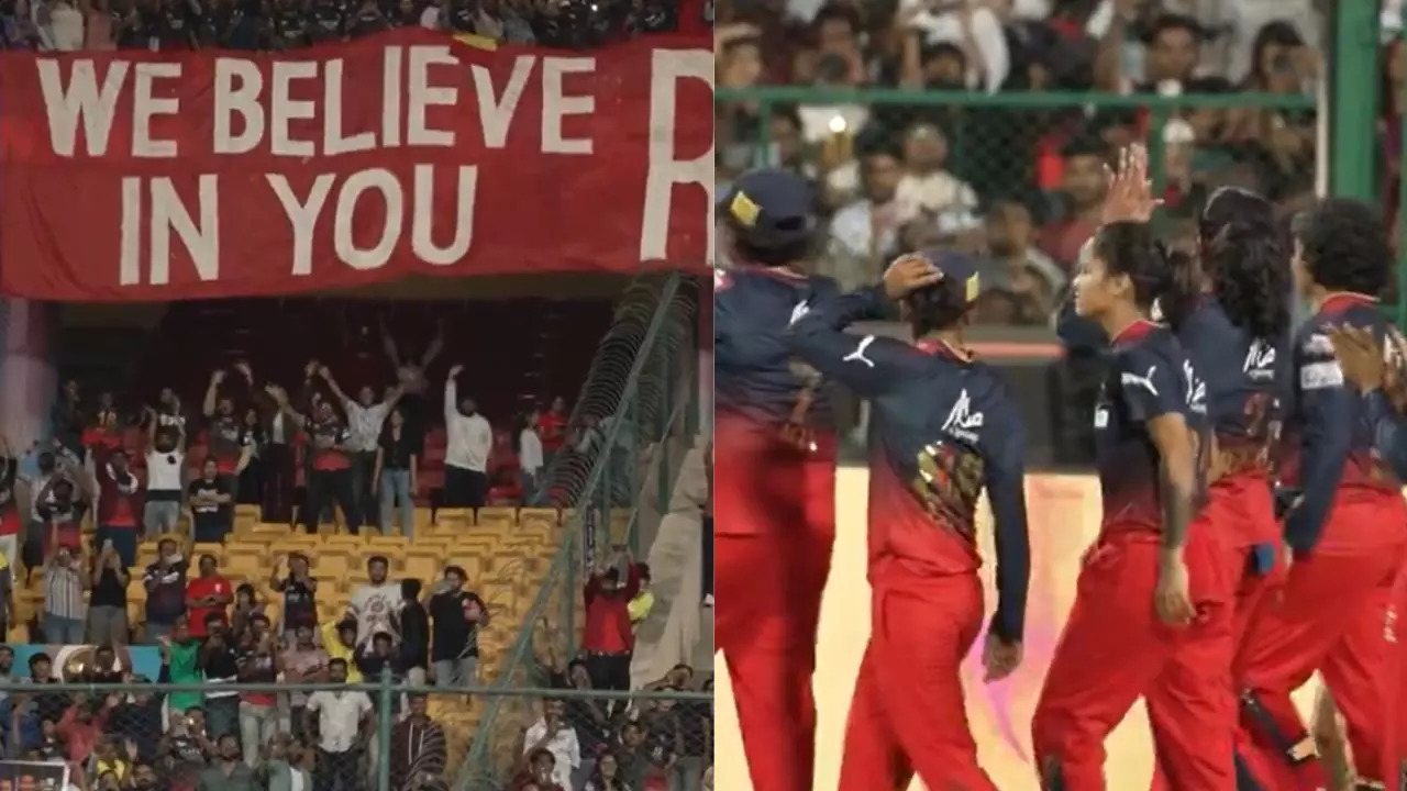 RCB players thank their fans after Match 11 of WPL 2024 on Monday in M. Chinnaswamy Stadium, Bengaluru.