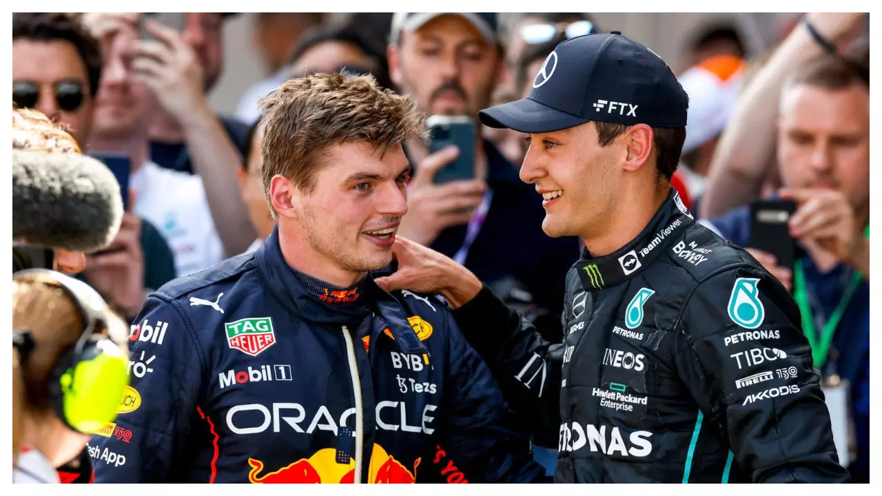 Max Verstappen and George Russell