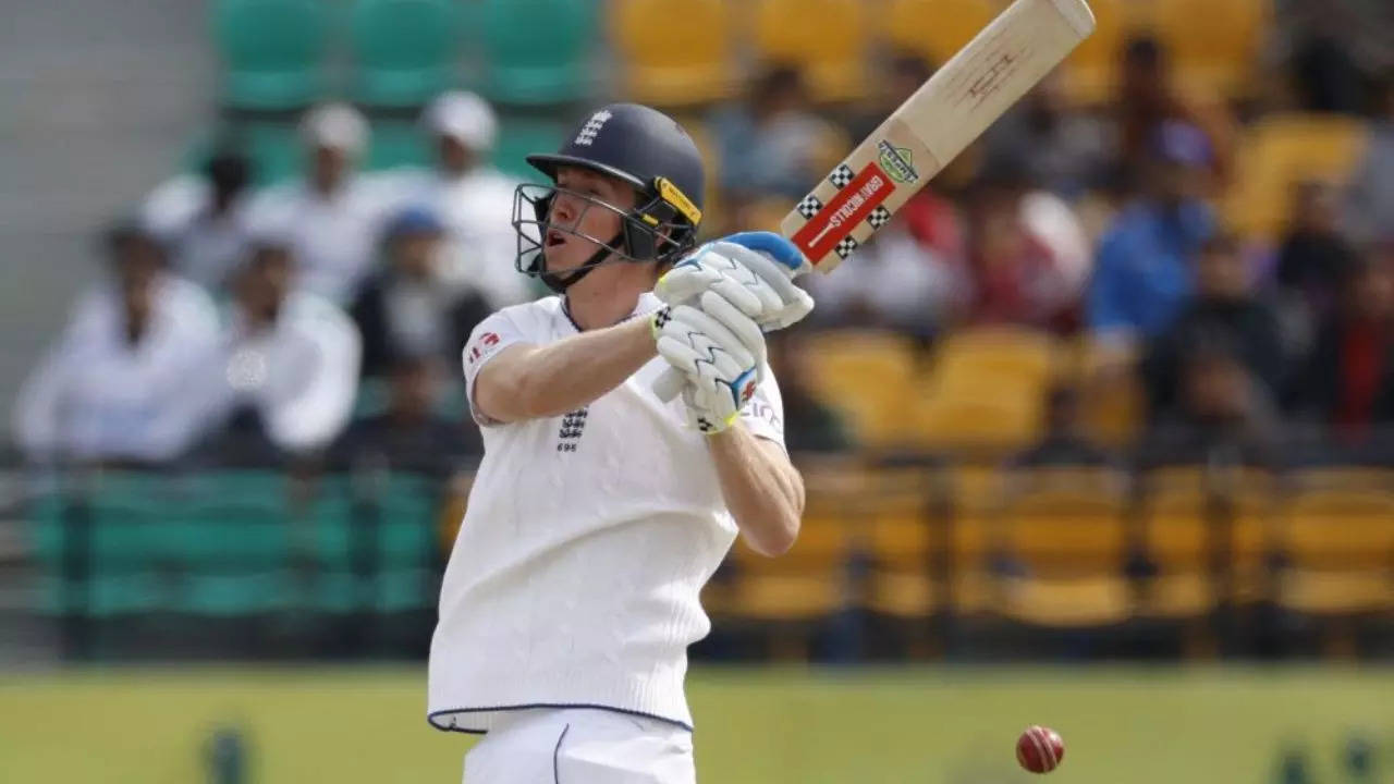 Zak Crawley bats during fifth Test between India and England in Dharamsala on Thursday.