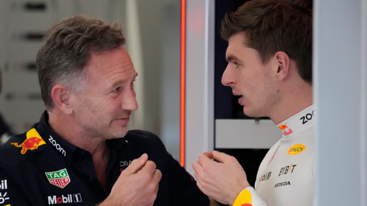 Christian Horner and Max Verstappen 