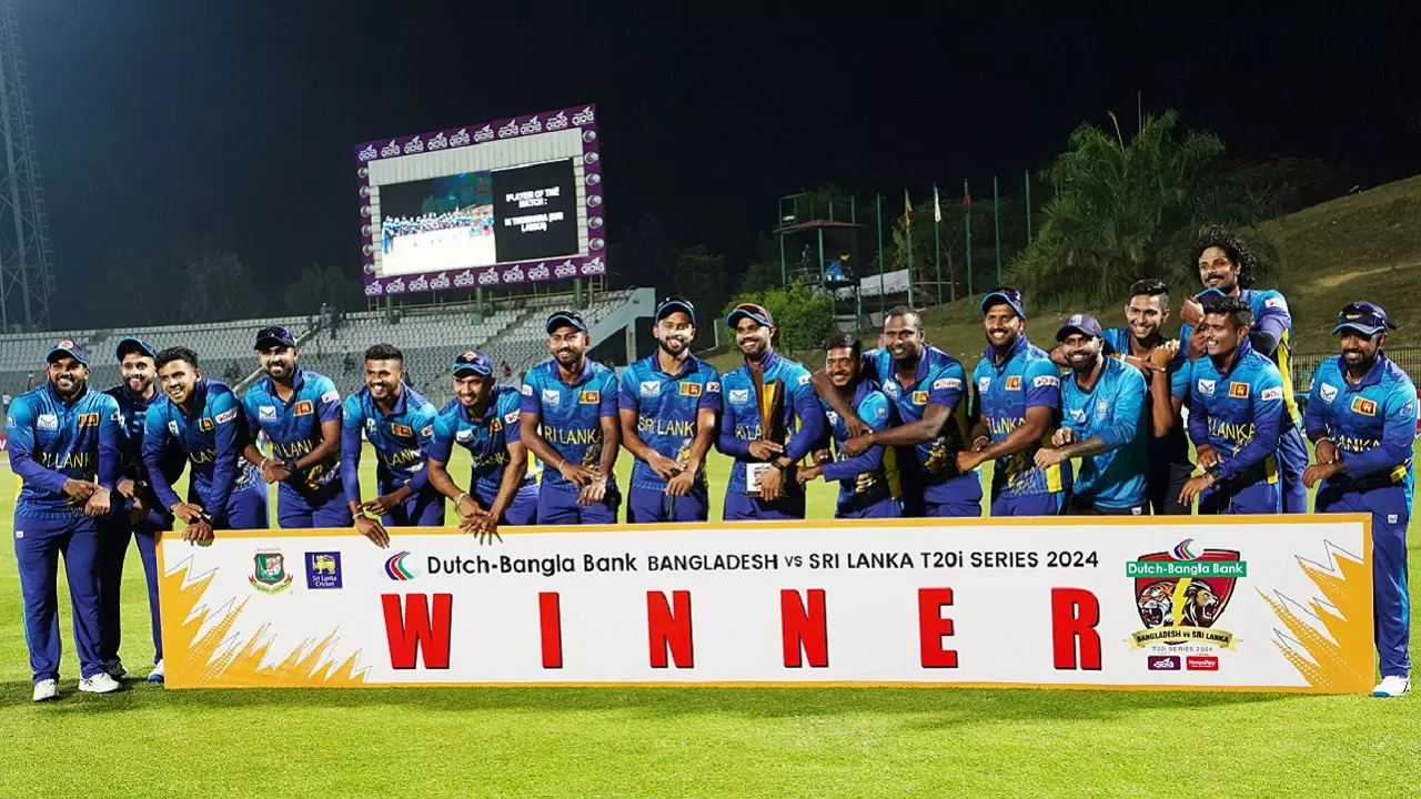 Sri Lankan players taunt Bangladesh with timed out celebration after winning T20I series.