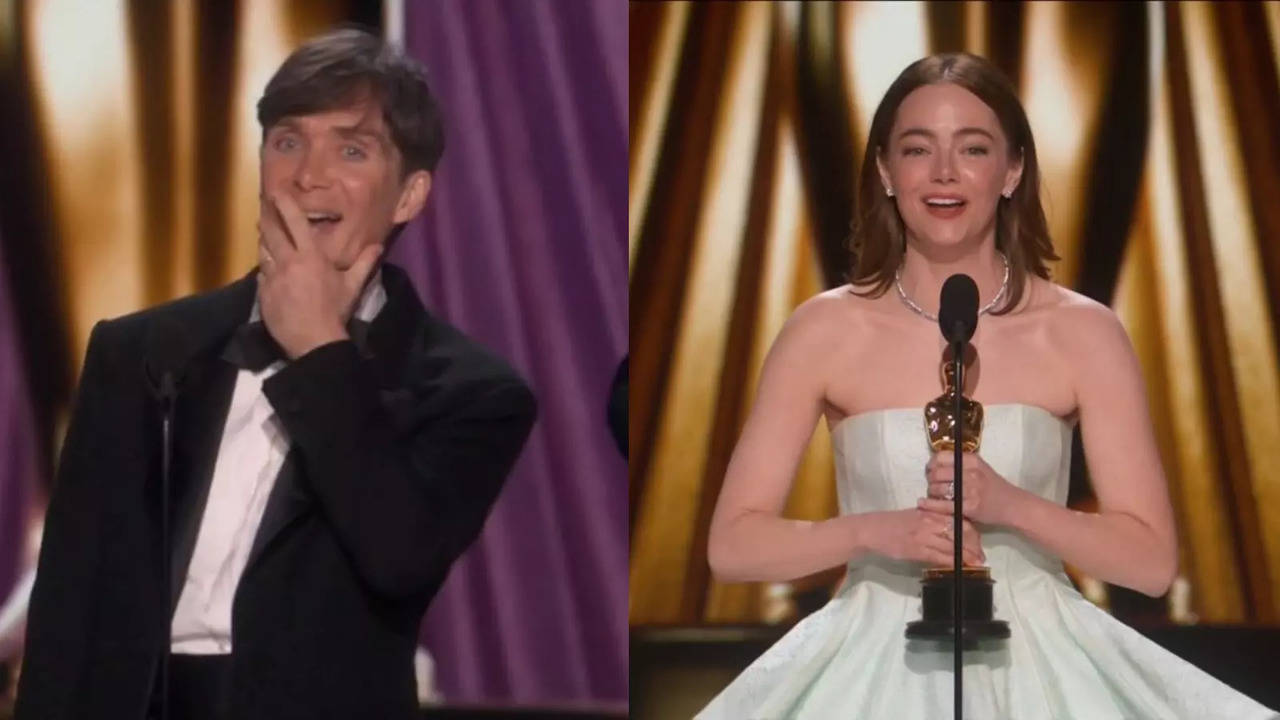 Oscars 2024 LIVE Updates Oppenheimer Scripts History Emma Stone Bags Best Actress Award at 96th Academy Awards