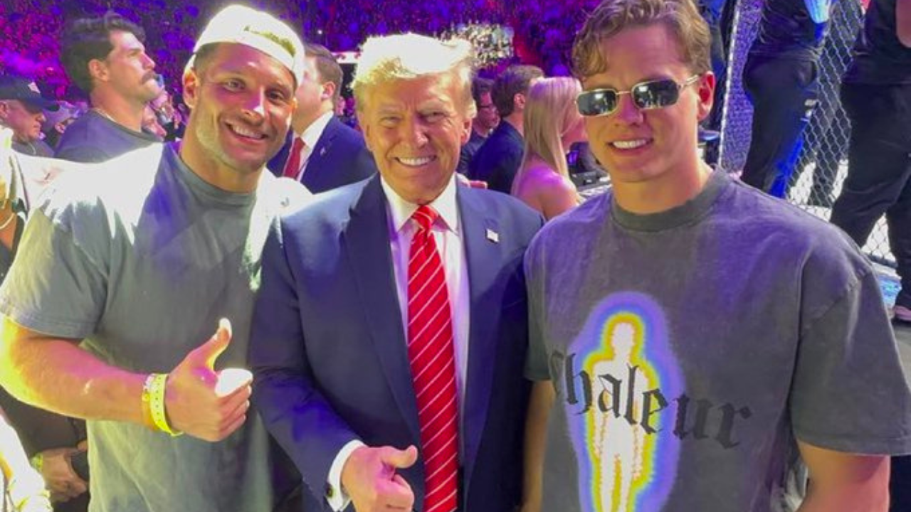 Nick Bosa and Joe Burrow with Donald Trump