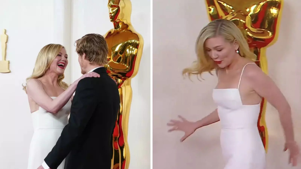 Oscars 2024: Kirsten Dunst Trips Over Giant Oscars 2024 Statue, But Saves Herself Like A Ballerina