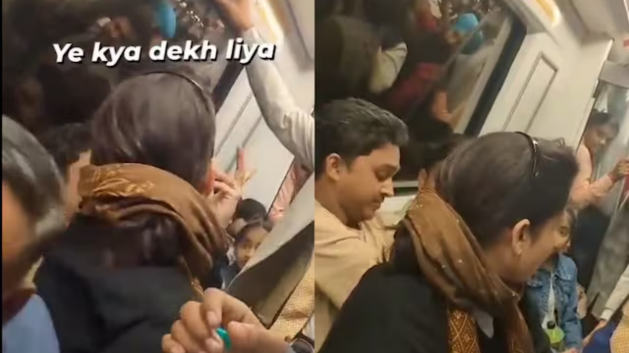 Viral Video: Denied Seat in Delhi Metro, Woman Inserts Herself Between Men, Faces Social Media Backlash