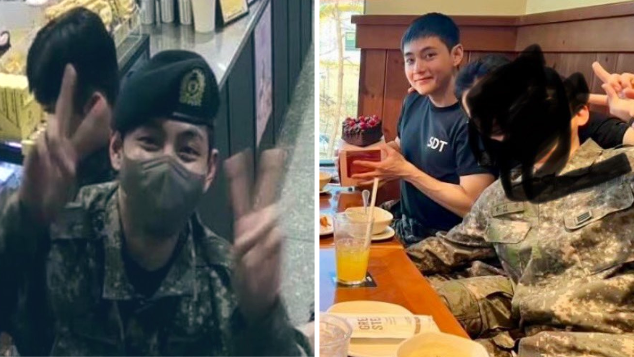 BTS' V enjoys his day off with his military buddies