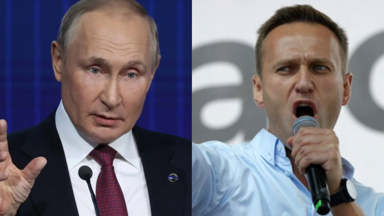 Vladimir Putin and Alexei Navalny