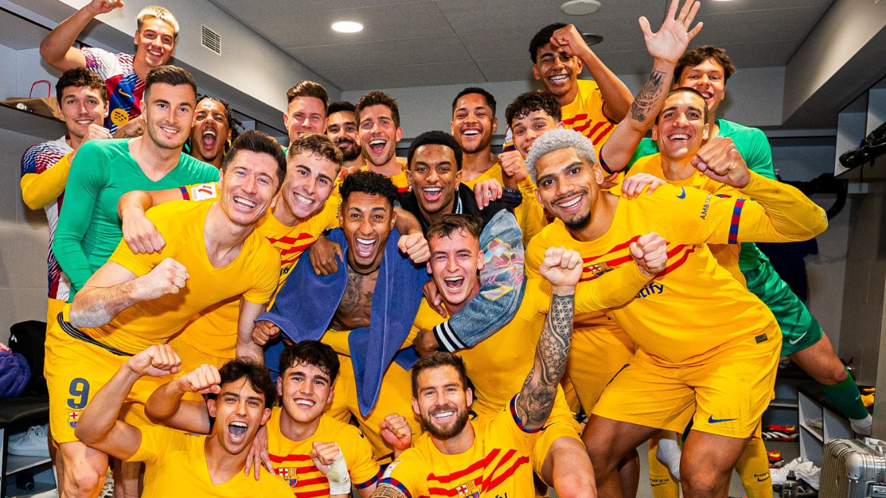 FC Barcelona Celebrating Their Win Over Atletico