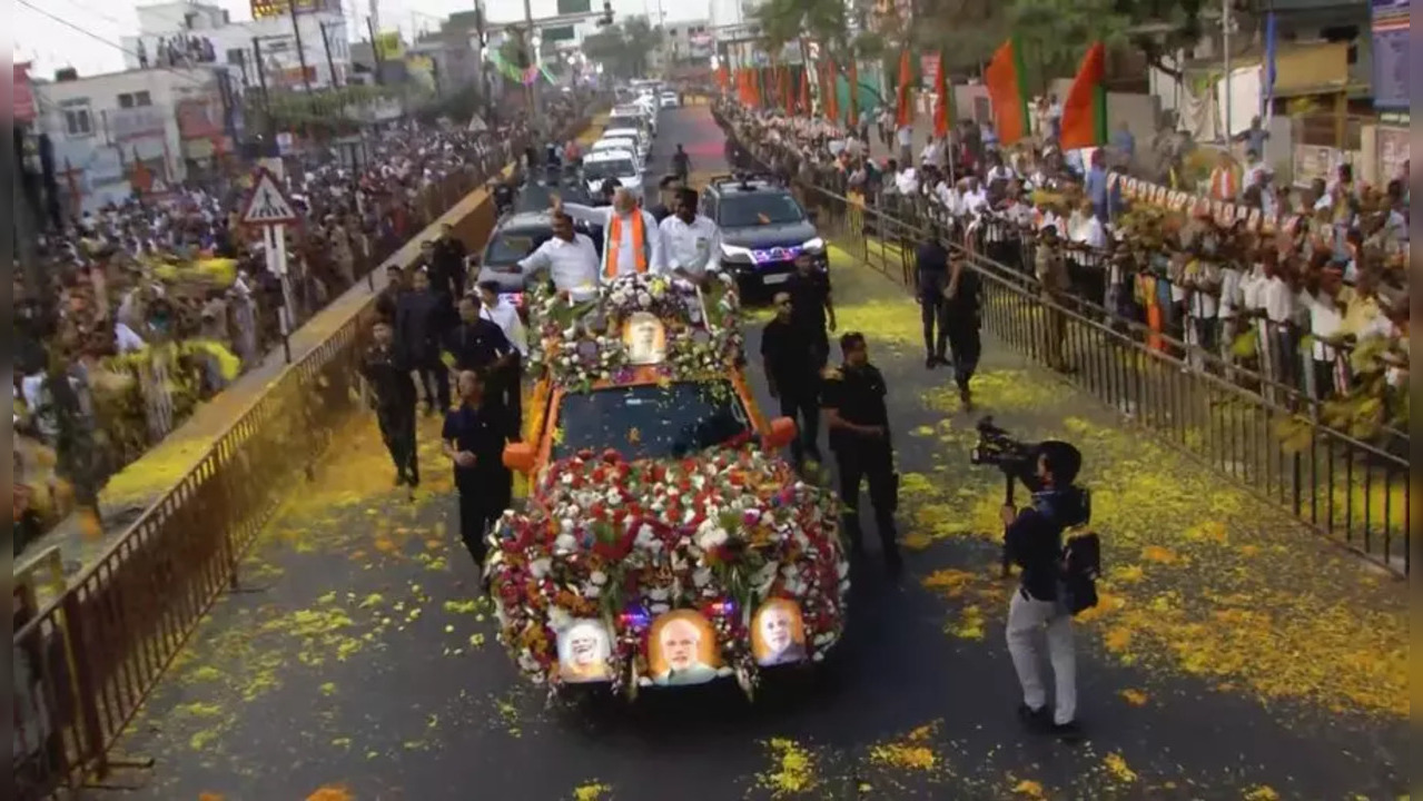 PM Modi Holds Roadshow In Coimbatore