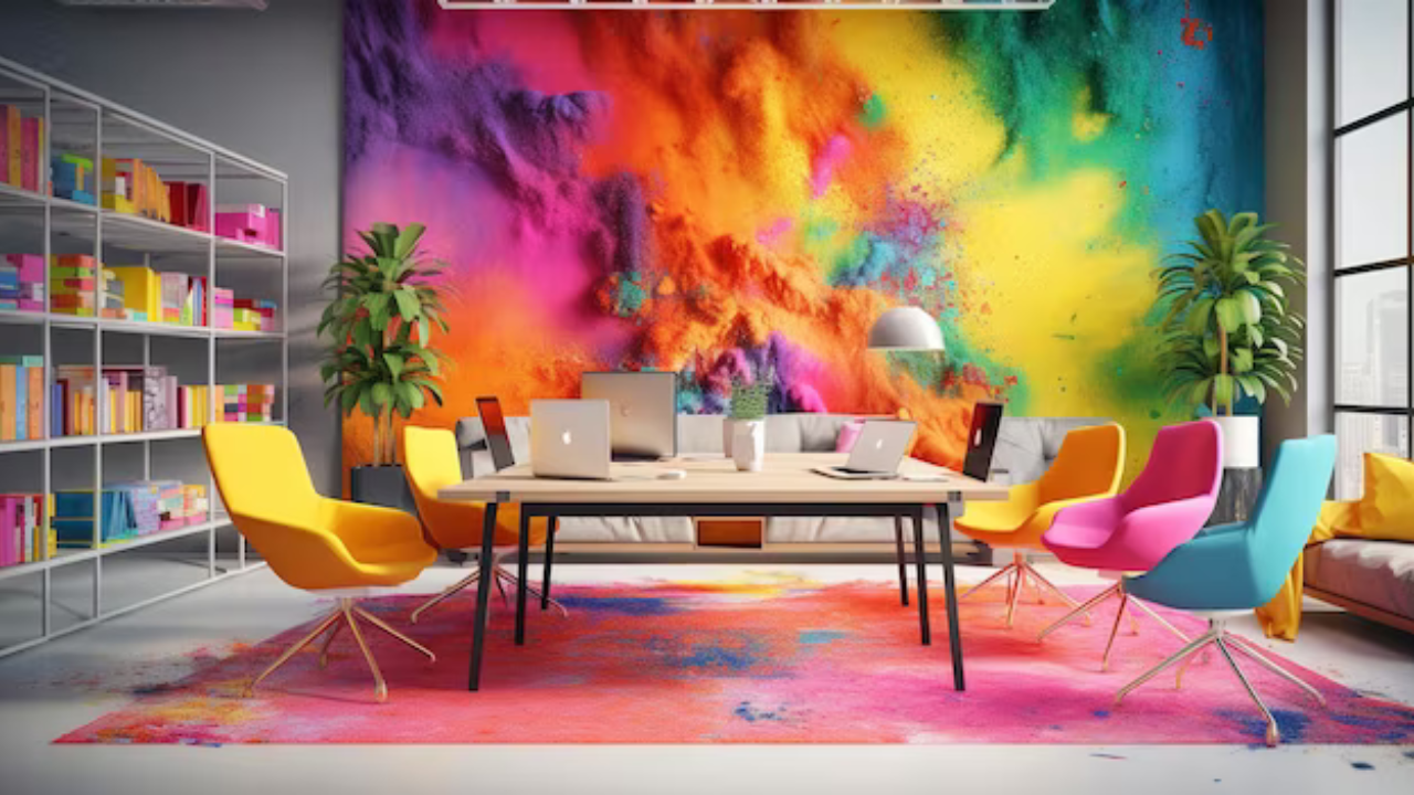 holi 2024 decoration tips for office rangoli designs wall flowers balloon decoration outfit ideas for colourful festival