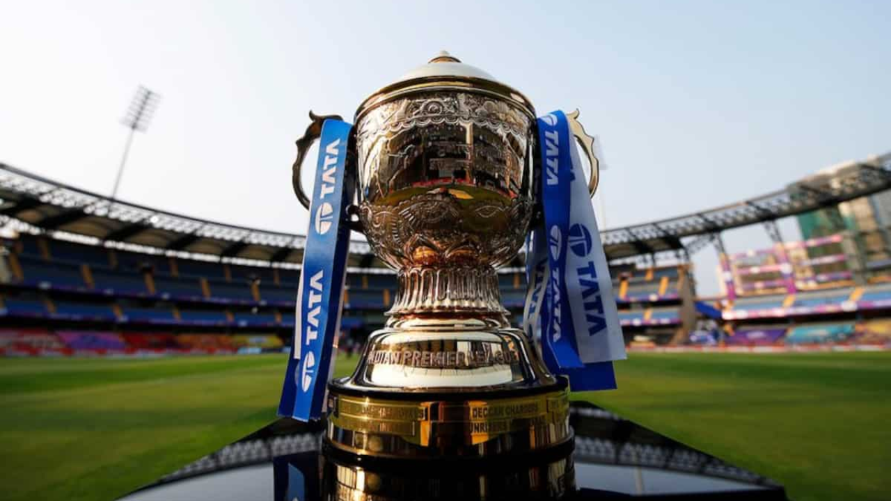 The IPL trophy in display at Wankhede Stadium in Mumbai.