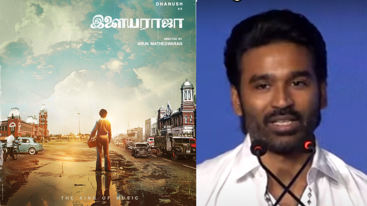 (L) A Poster Of The Film (R) Dhanush At The Event