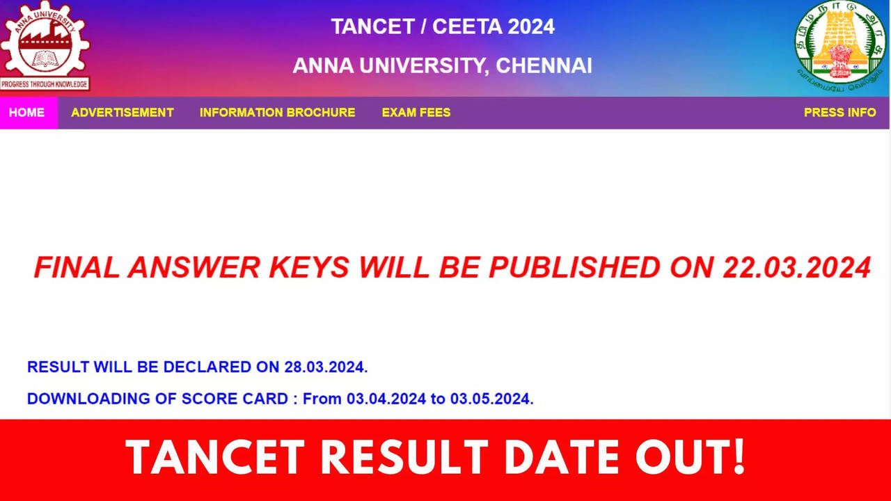 TANCET 2024 Result Date Announced, To Be Released on March 28