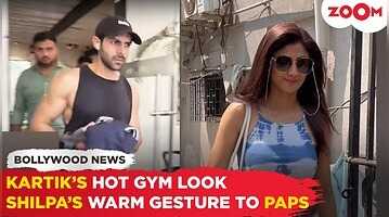 Kartik Aaryan spotted after gym session Shilpa Shetty greets paps with a sweet wave