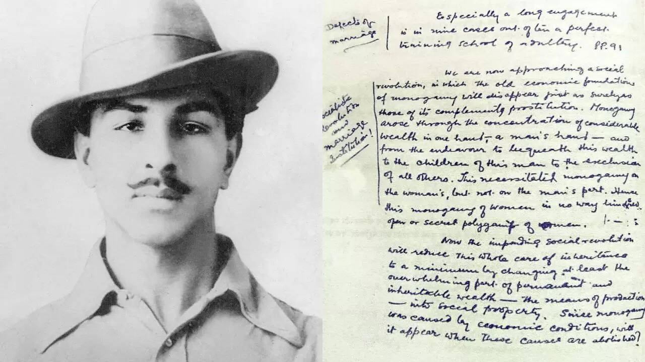 Bhagat Singh's diary entry on marriage and monogamy. Credit: X/indianhistorypics