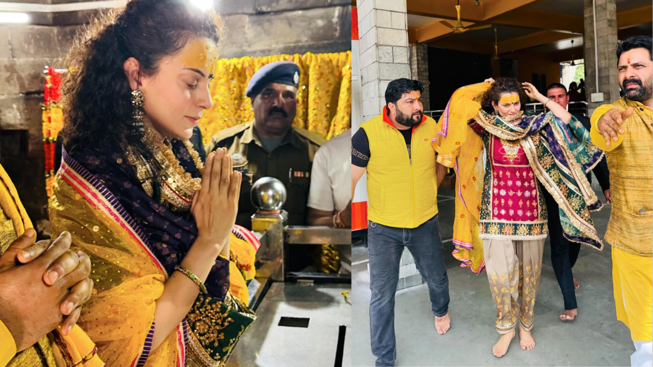 Amid Wedding Rumours, Kangana Ranaut Visits Bagalamukhi Temple On 37th Birthday. PICS Go Viral