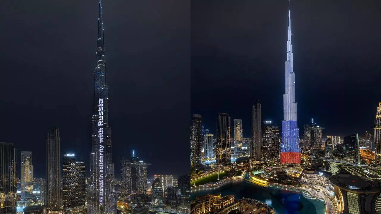 Dubai’s Burj Khalifa Illuminates In Russian Flag After Moscow Terrorist Attack | VIDEO