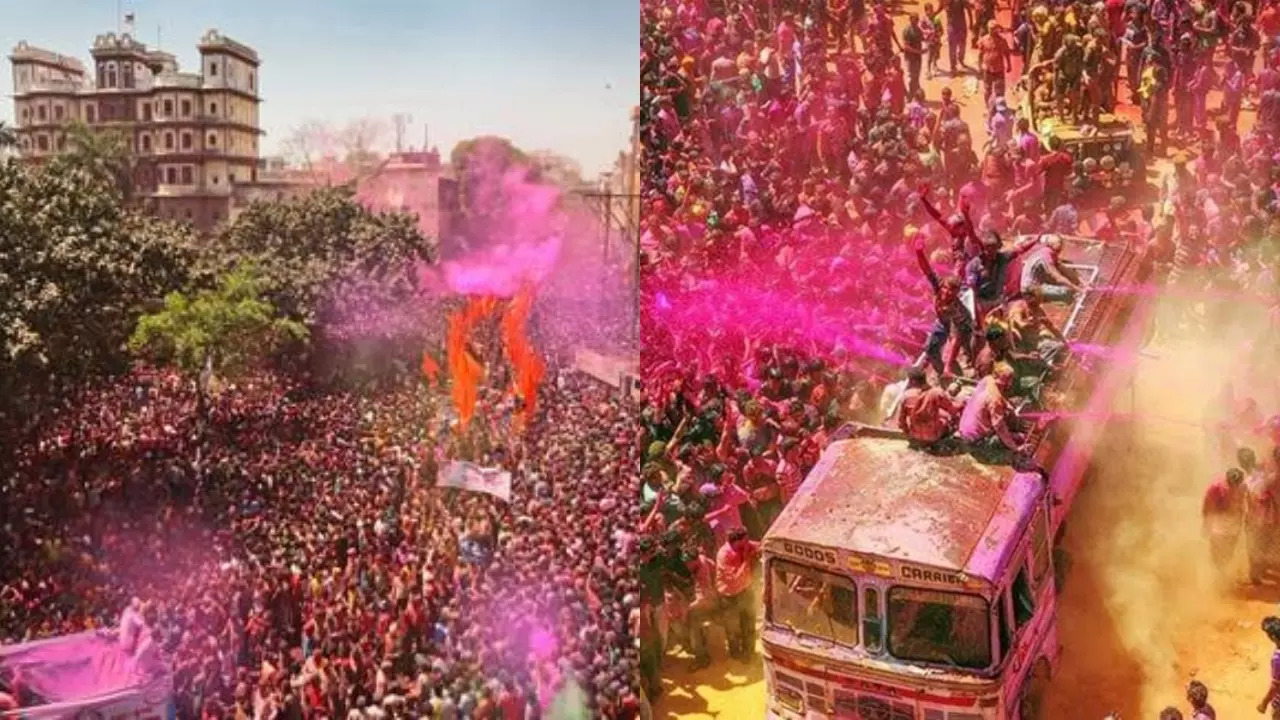 A Rang Panchami procession called Ger concludes Holi celebrations in Indore.|  Courtesy: NIC