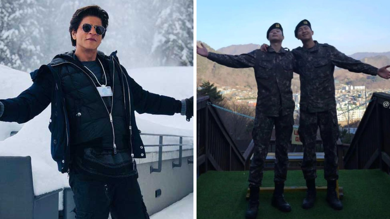 BTS' RM Channels Inner Shah Rukh Khan To Recreate B-Town Actor's Iconic Pose With Military Buddy