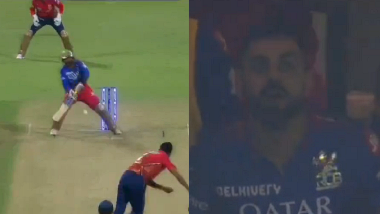 ​Virat Kohli's priceless reaction after Dinesh Karthik's six in IPL 2024 match against PBKS goes viral​