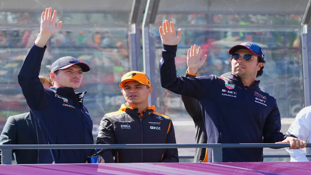 Sergio Perez with Max Verstappen in the Australian GP