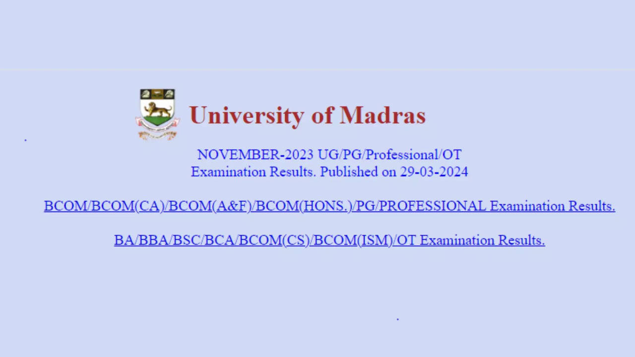 Madras University Results 2024 Released on unom.ac.in, Direct Link to Check UG, PG Results