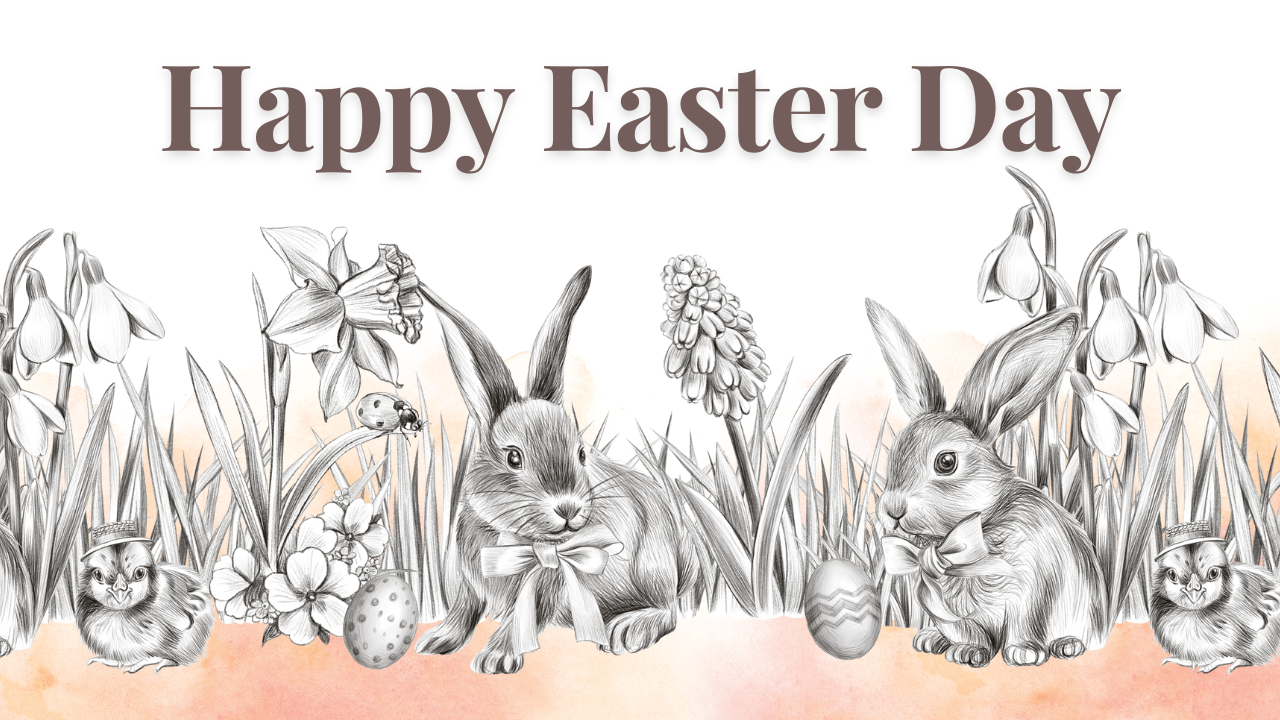 Easter day cute cartoons in black and white | Stock vector | Colourbox