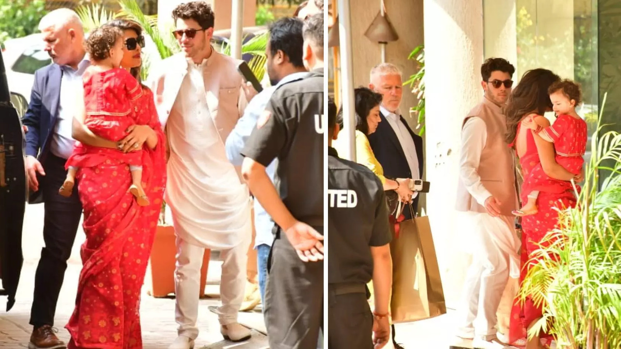 Priyanka Chopra And Nick Jonas Go Desi Along With Daughter Malti Marie In Mumbai