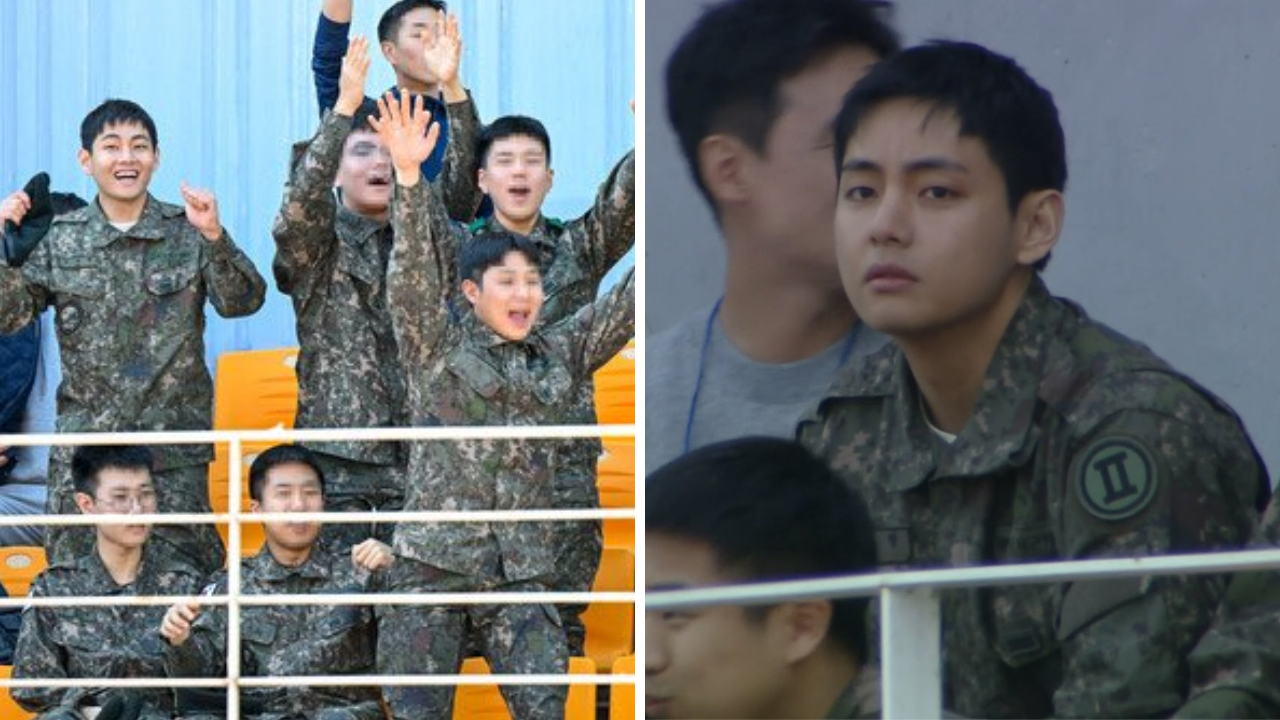BTS' V Makes Surprise Appearance At Soccer Game In Army Uniform With Military Buddies