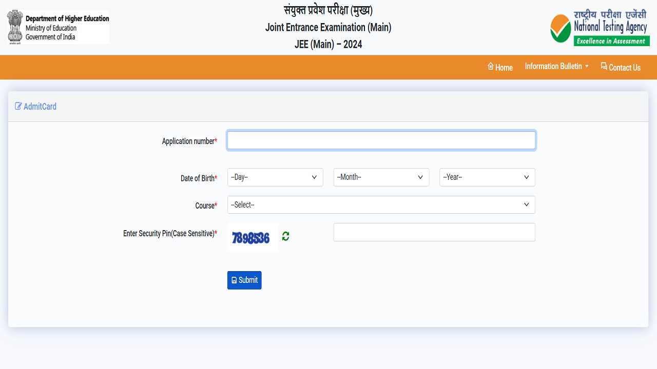 JEE Mains admit card