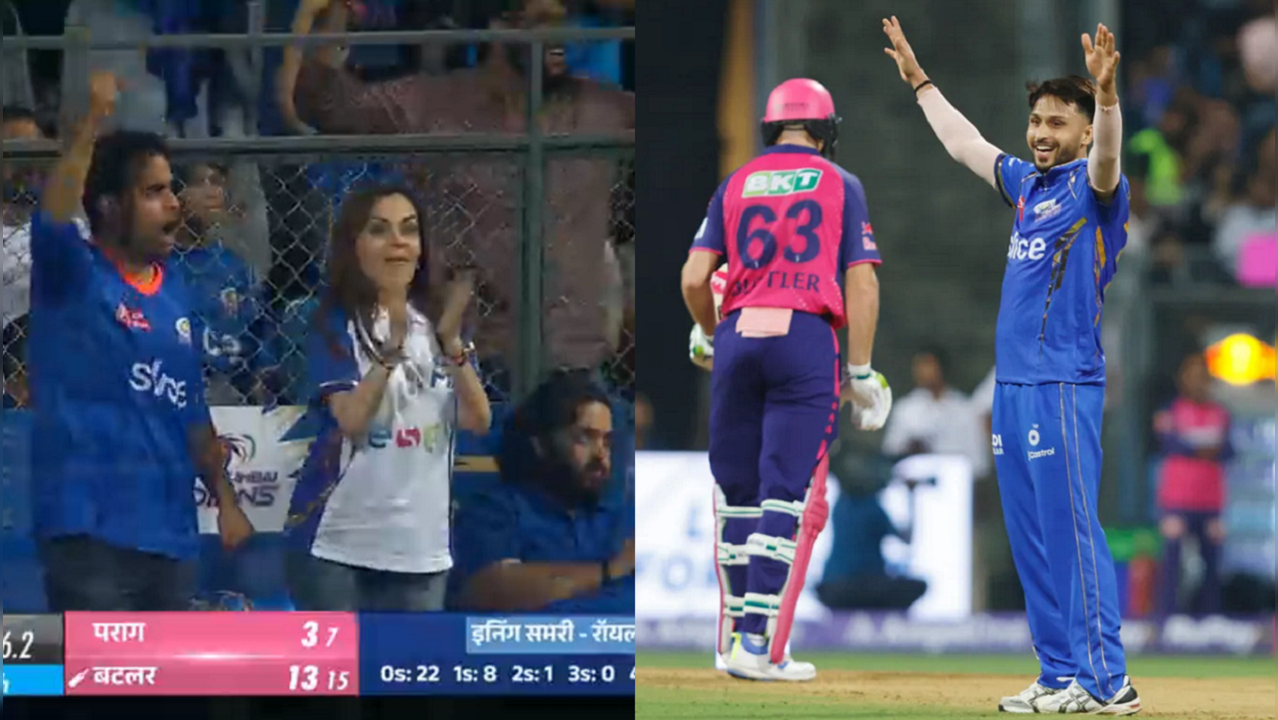 Nita Ambani and Akash Ambani's celebration after Jos Buttler's wicket during Mumbai Indians-Rajasthan Royals IPL 2024 match goes viral