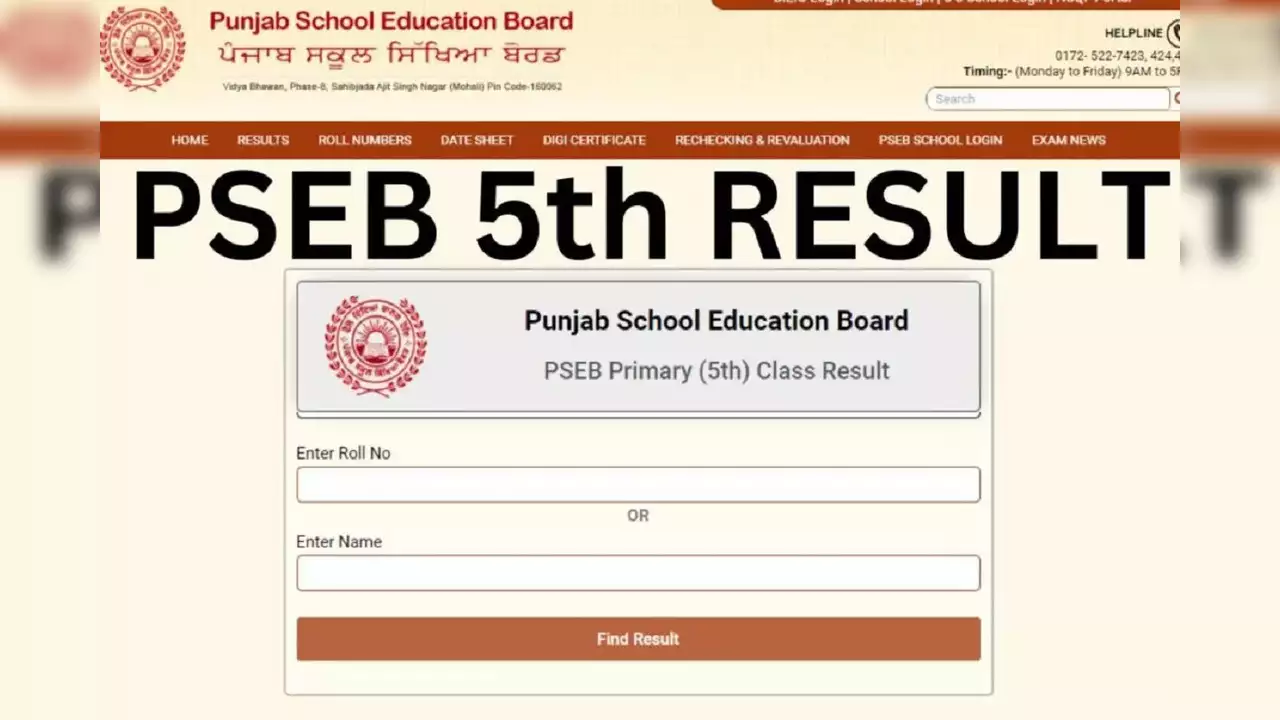 PSEB 5th Class Result 2024 Link Highlights Punjab Board 5th Result Link Released on psebacin Heres How to Check Marksheet by Roll Number