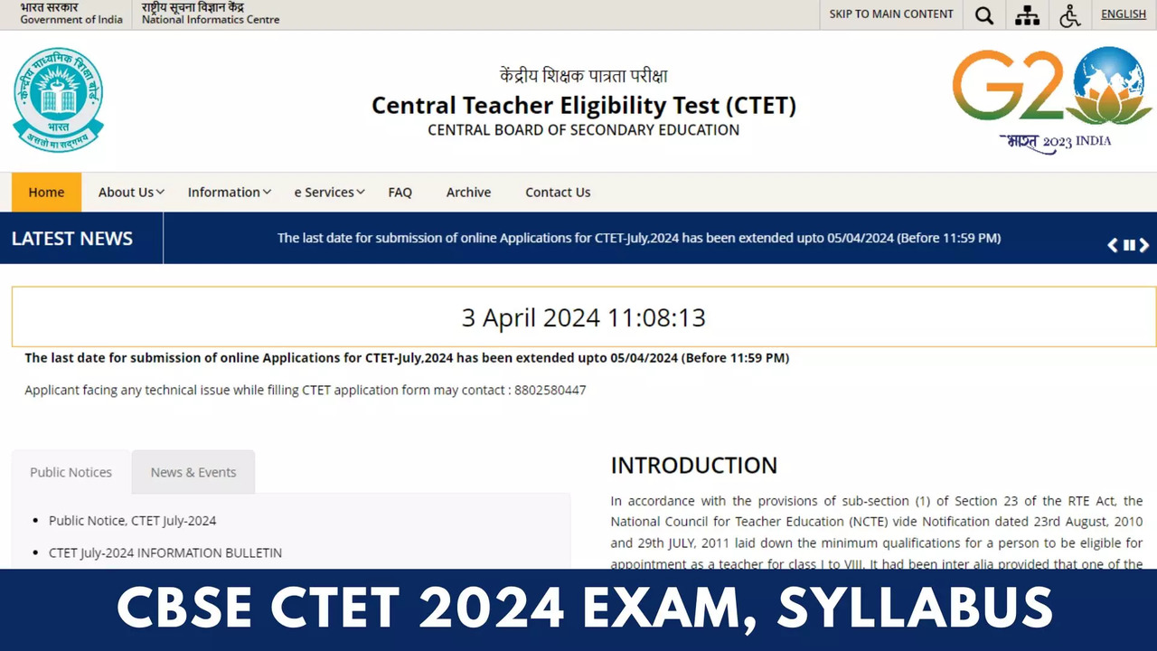 CTET 2024 Last Date Extended till April 5, How to Apply on ctet.nic.in