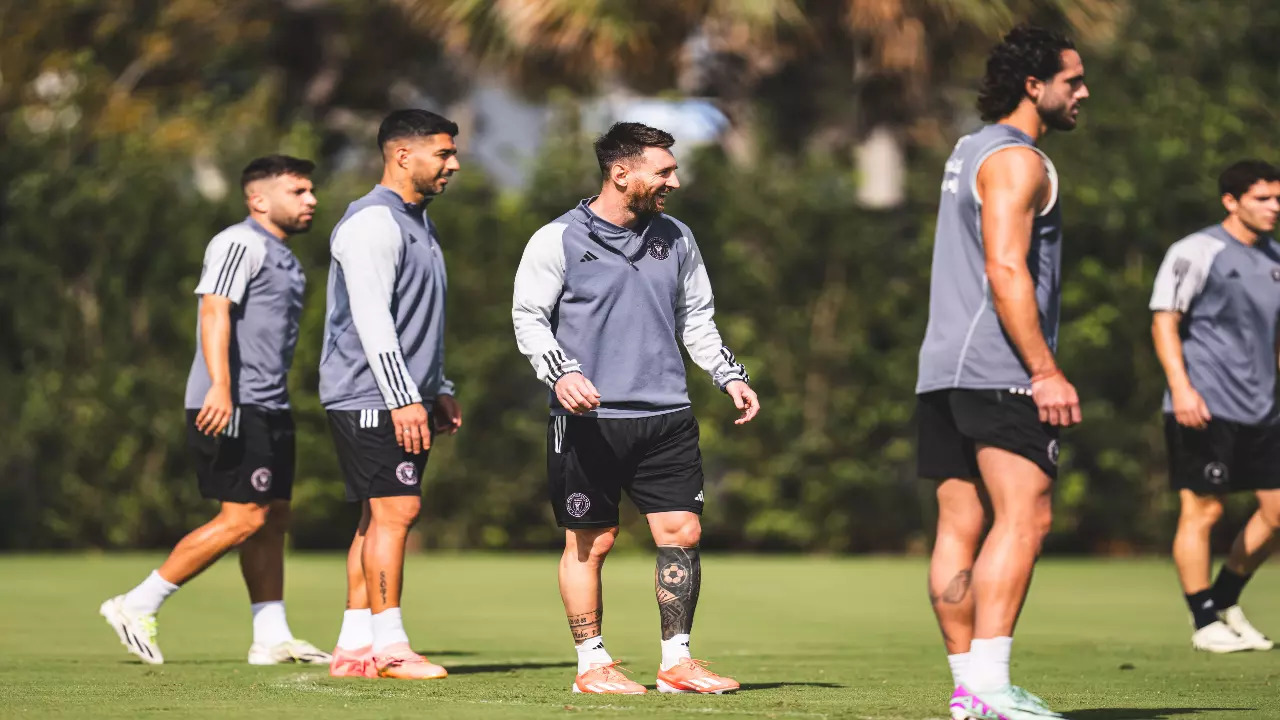 Lionel Messi during a practice session