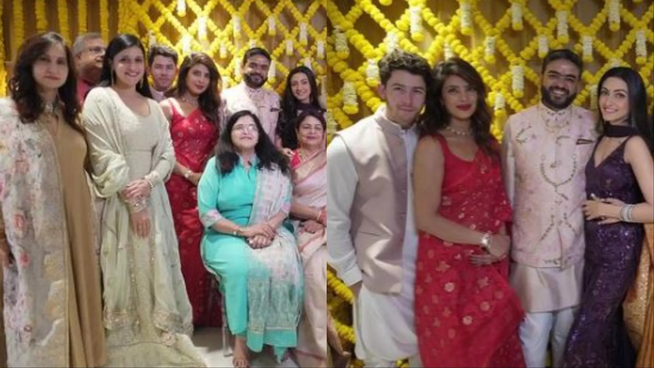 Mannara Chopra Poses With Priyanka Chopra, Nick Jonas At Brother Siddharth's Roka Ceremony - See Pics