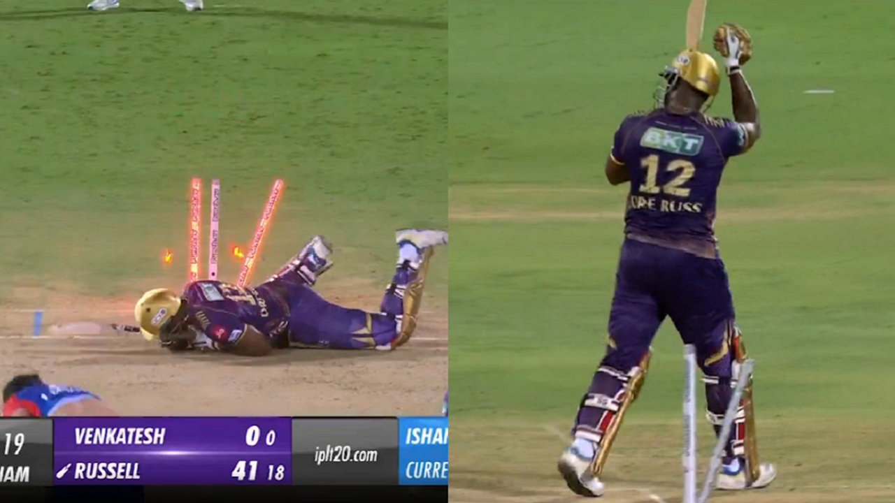 ​Andre Russell claps for Ishant Sharma after being clean bowled by Ishant Sharma's toe-crushing yorker in IPL 2024 match