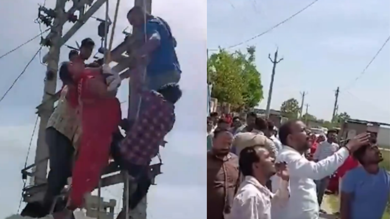 UP Woman Cheating on Husband Climbs Electric Pole.