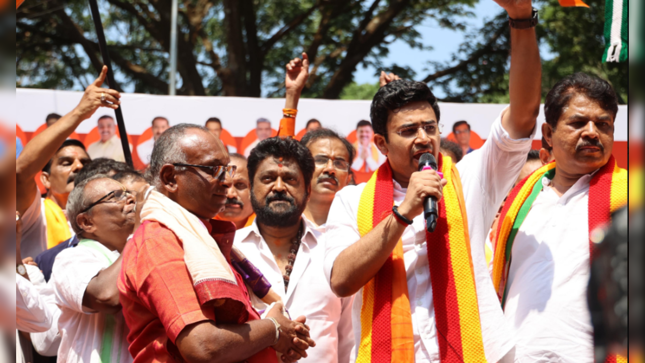 Tejasvi Surya held a massive rally in Bengaluru today