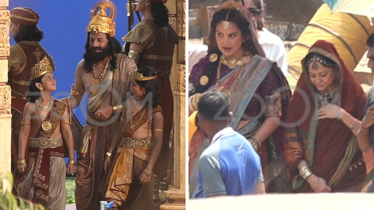 EXCL! Lara Dutta, Arun Govil And Sheeba Chaddha Spotted Shooting For Ramayana