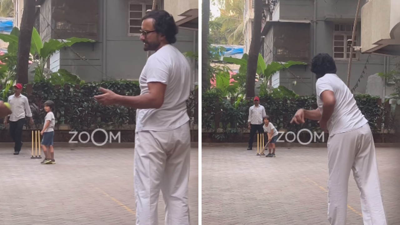 Taimur Struggles With Bat While Playing Cricket With Dad Saif Ali Khan