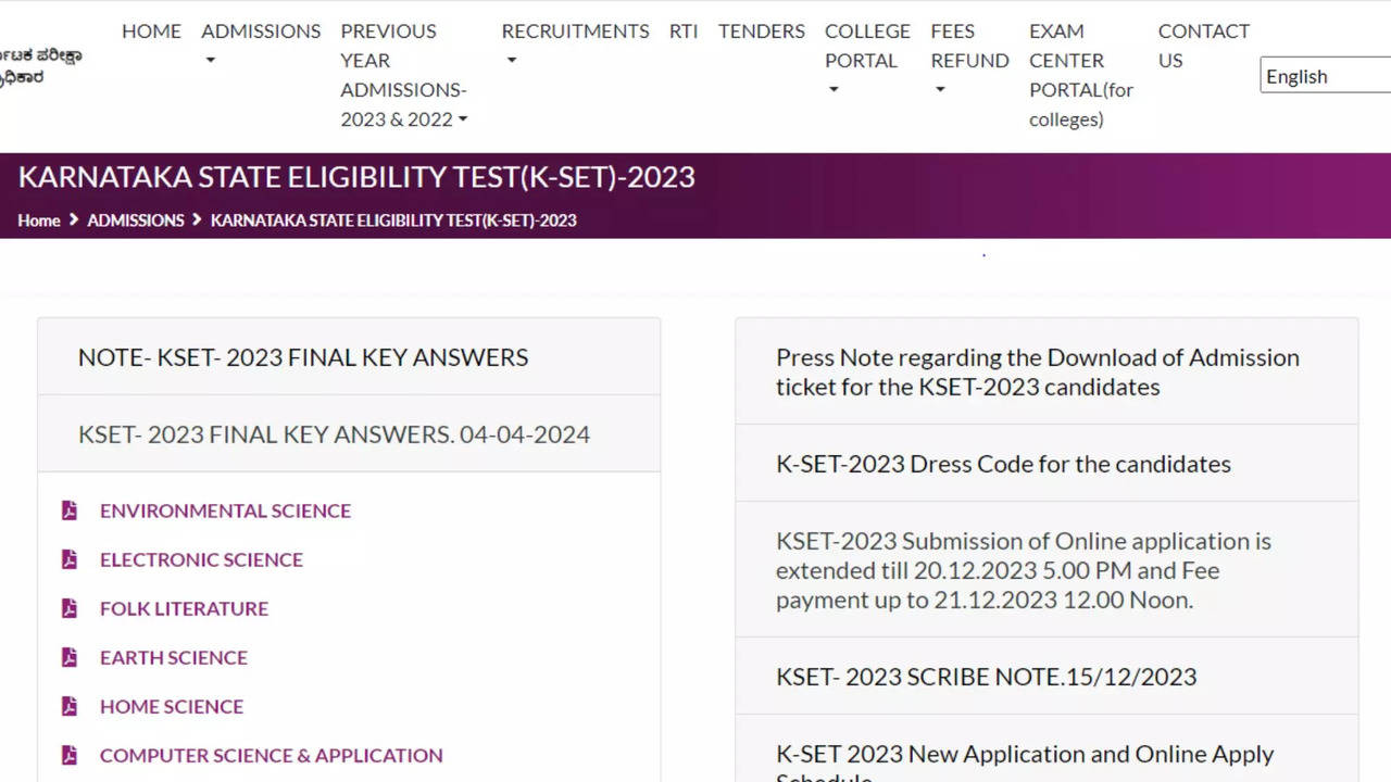 KSET Result 2024 Soon, Final Answer Key Released on cetonline.karnataka.gov.in